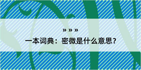 一本词典：密微是什么意思？