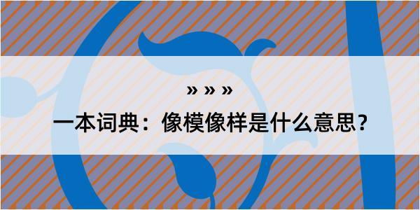 一本词典：像模像样是什么意思？