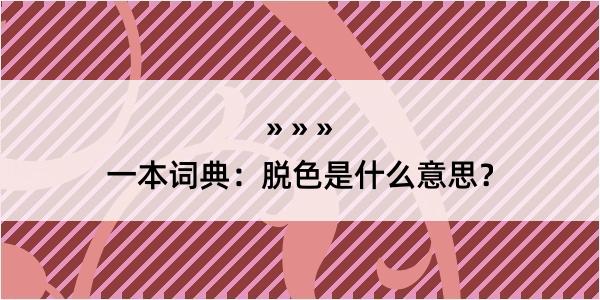 一本词典：脱色是什么意思？