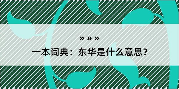 一本词典：东华是什么意思？