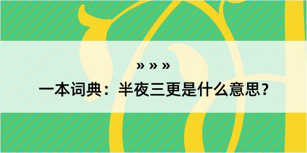 一本词典：半夜三更是什么意思？