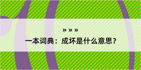 一本词典：成坏是什么意思？