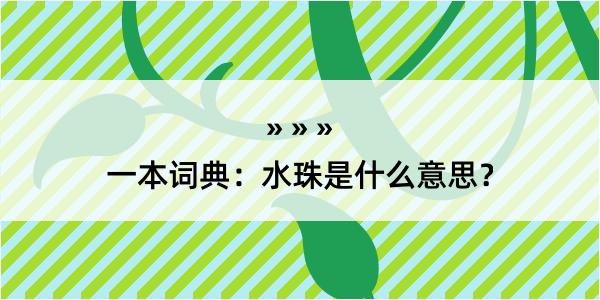 一本词典：水珠是什么意思？