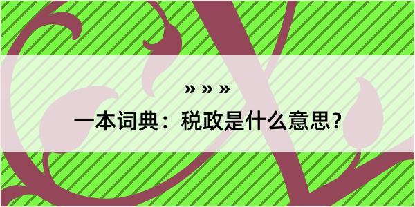 一本词典：税政是什么意思？