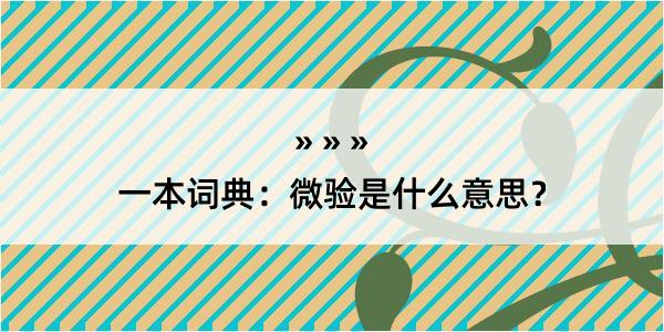 一本词典：微验是什么意思？