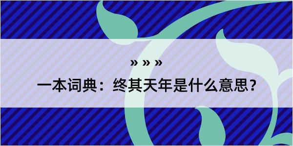 一本词典：终其天年是什么意思？