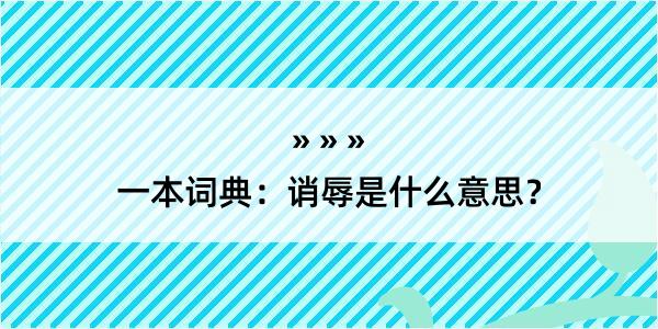 一本词典：诮辱是什么意思？