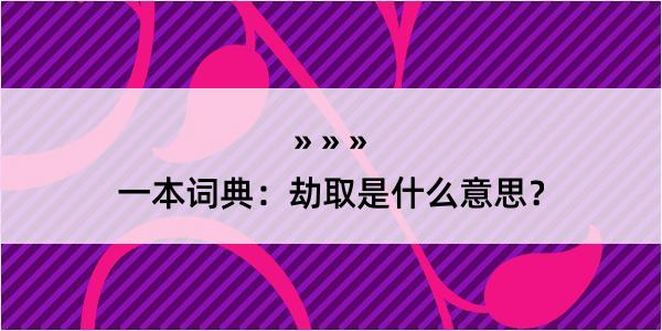 一本词典：劫取是什么意思？