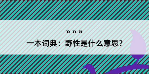 一本词典：野性是什么意思？