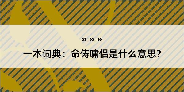 一本词典：命俦啸侣是什么意思？