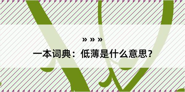 一本词典：低薄是什么意思？