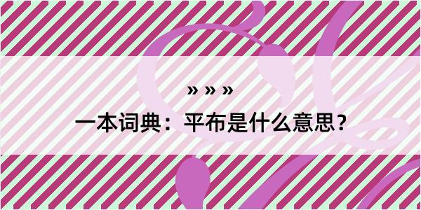 一本词典：平布是什么意思？