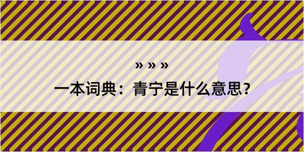 一本词典：青宁是什么意思？