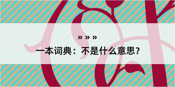 一本词典：不是什么意思？