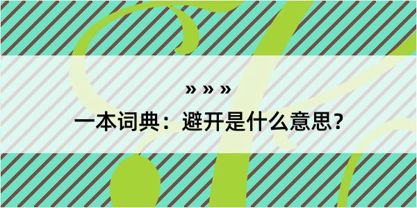 一本词典：避开是什么意思？