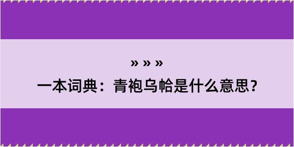 一本词典：青袍乌帢是什么意思？