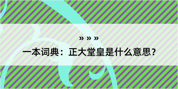 一本词典：正大堂皇是什么意思？