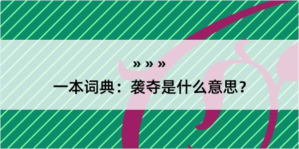 一本词典：袭夺是什么意思？