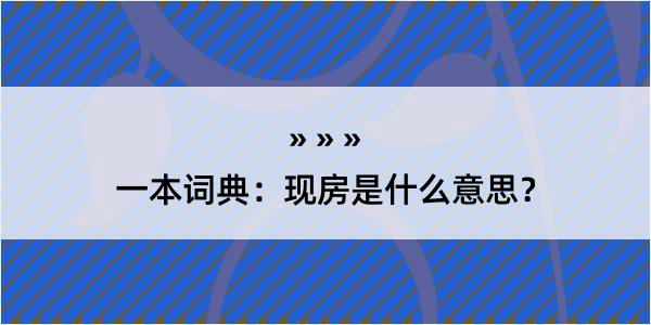 一本词典：现房是什么意思？