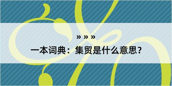 一本词典：集贸是什么意思？