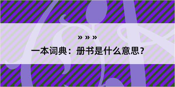 一本词典：册书是什么意思？