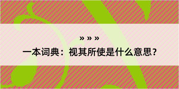 一本词典：视其所使是什么意思？