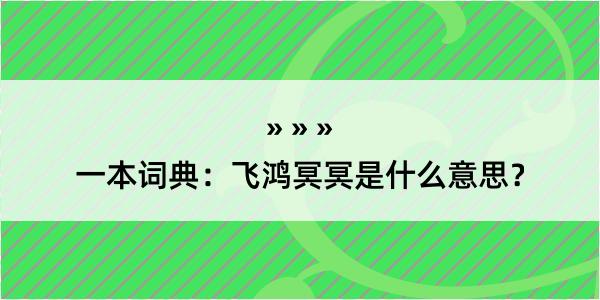 一本词典：飞鸿冥冥是什么意思？