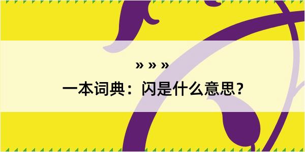 一本词典：闪是什么意思？