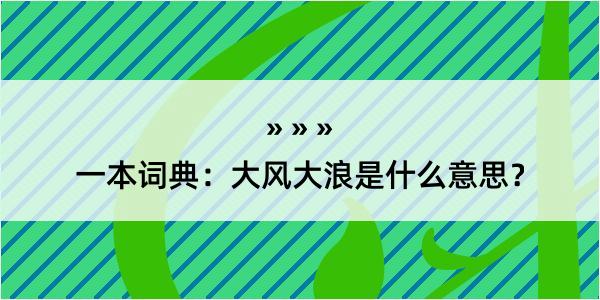 一本词典：大风大浪是什么意思？