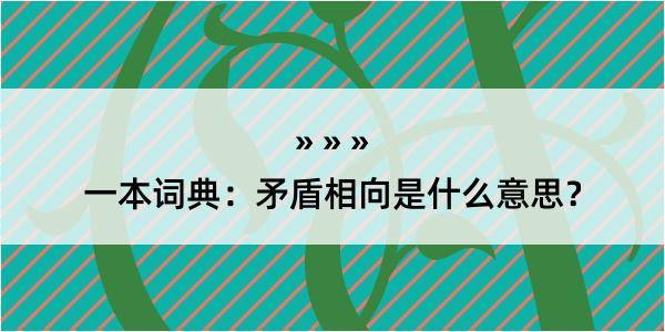 一本词典：矛盾相向是什么意思？