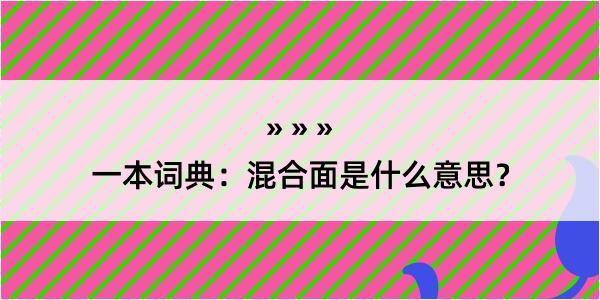 一本词典：混合面是什么意思？