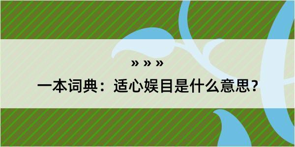 一本词典：适心娱目是什么意思？