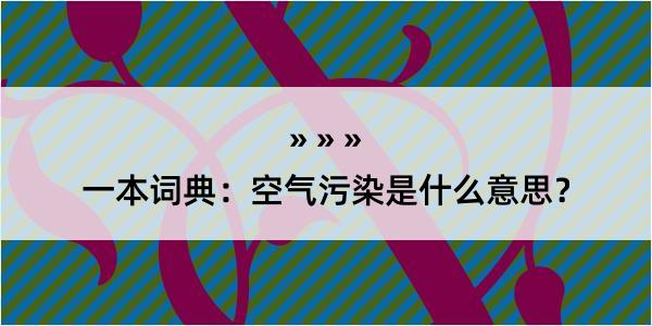 一本词典：空气污染是什么意思？