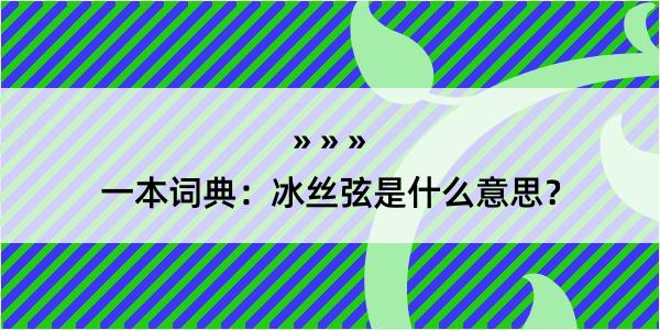 一本词典：冰丝弦是什么意思？