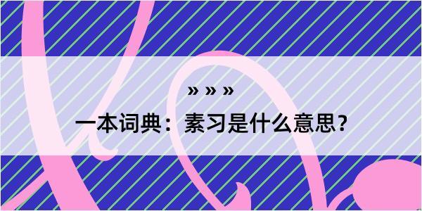 一本词典：素习是什么意思？