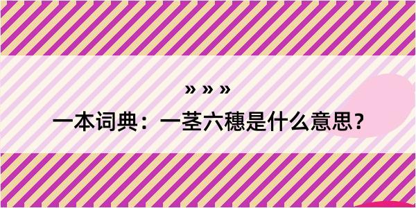 一本词典：一茎六穗是什么意思？