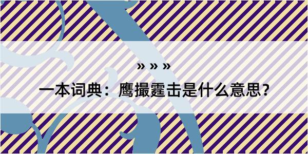 一本词典：鹰撮霆击是什么意思？