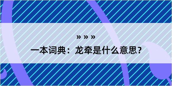 一本词典：龙牵是什么意思？