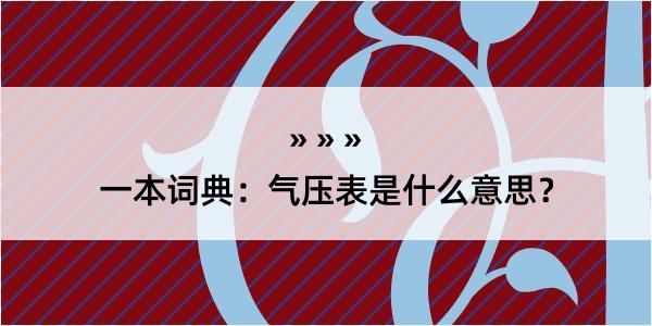 一本词典：气压表是什么意思？