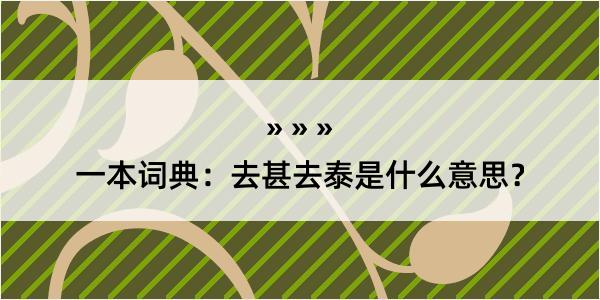 一本词典：去甚去泰是什么意思？