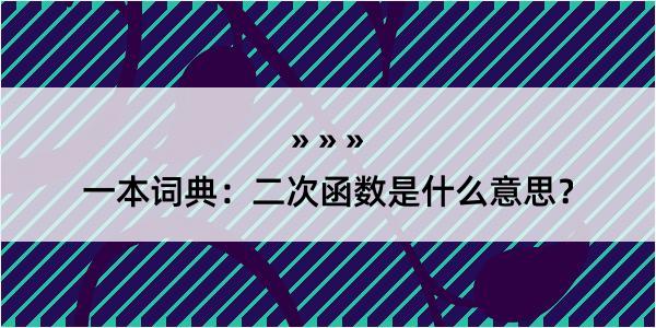 一本词典：二次函数是什么意思？