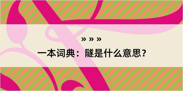 一本词典：隧是什么意思？