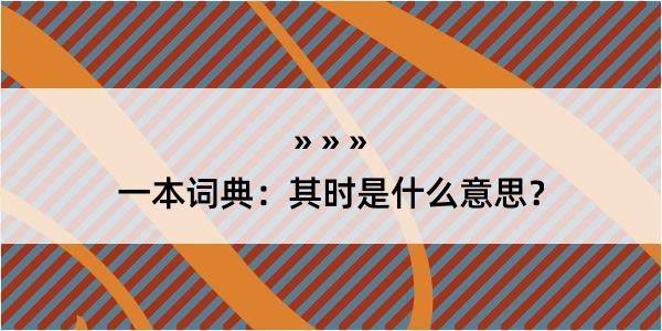 一本词典：其时是什么意思？