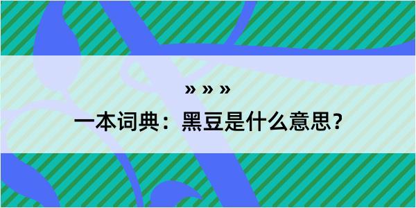 一本词典：黑豆是什么意思？