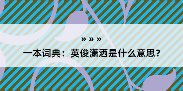 一本词典：英俊潇洒是什么意思？