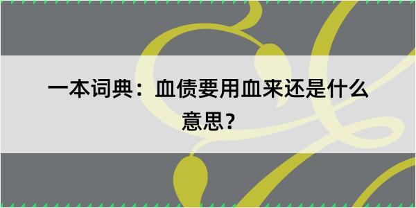 一本词典：血债要用血来还是什么意思？