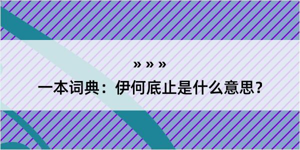 一本词典：伊何底止是什么意思？