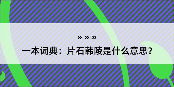 一本词典：片石韩陵是什么意思？