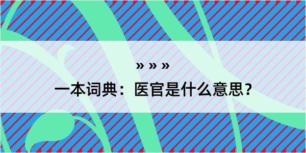 一本词典：医官是什么意思？