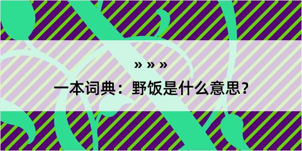 一本词典：野饭是什么意思？